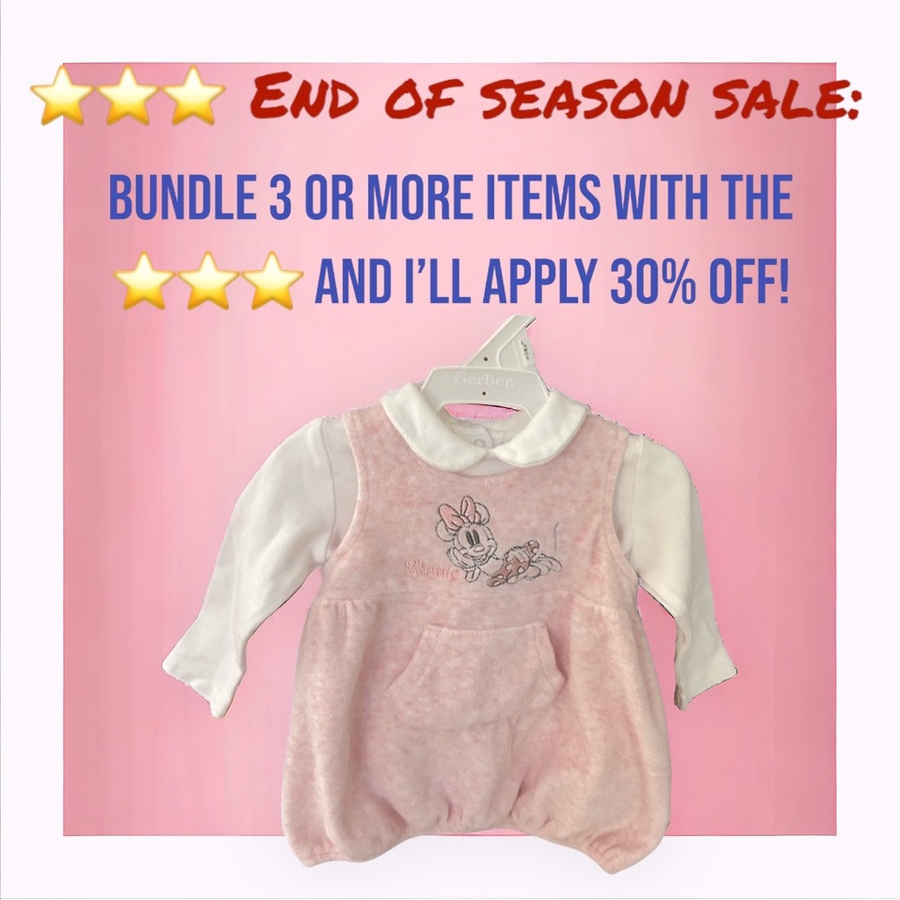 EUC. Disney Baby - Infant girl outfit with top and front jumper - 1-3 months